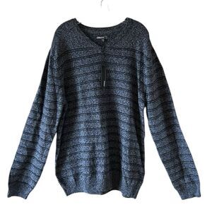 NEW Commerce Mens Navy Blue V Neck Sweater